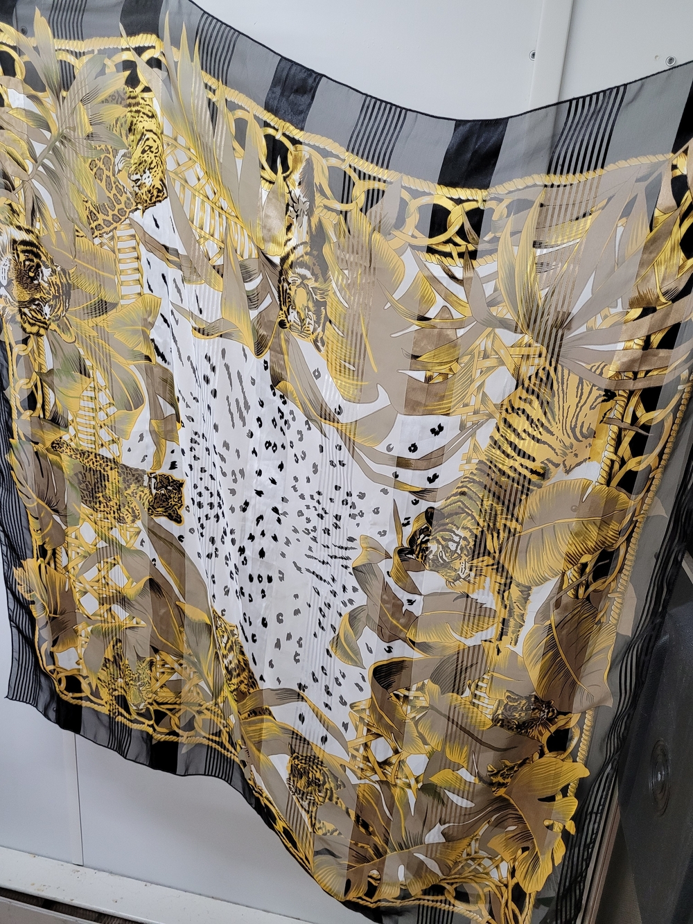 Gold and Black Tropical Animal Print Scarf